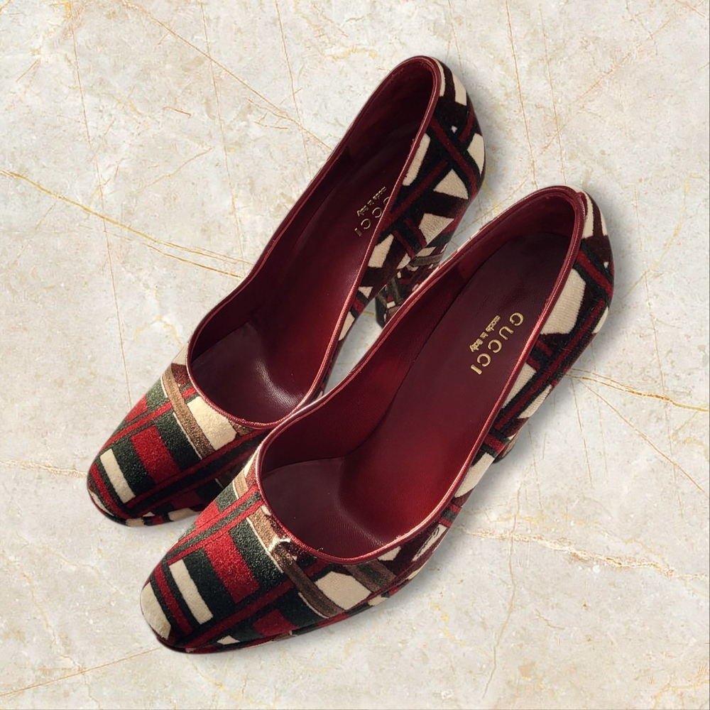 Gucci 85th Anniversary Rare Vintage Pumps Size 37 Geometric Designer Italy